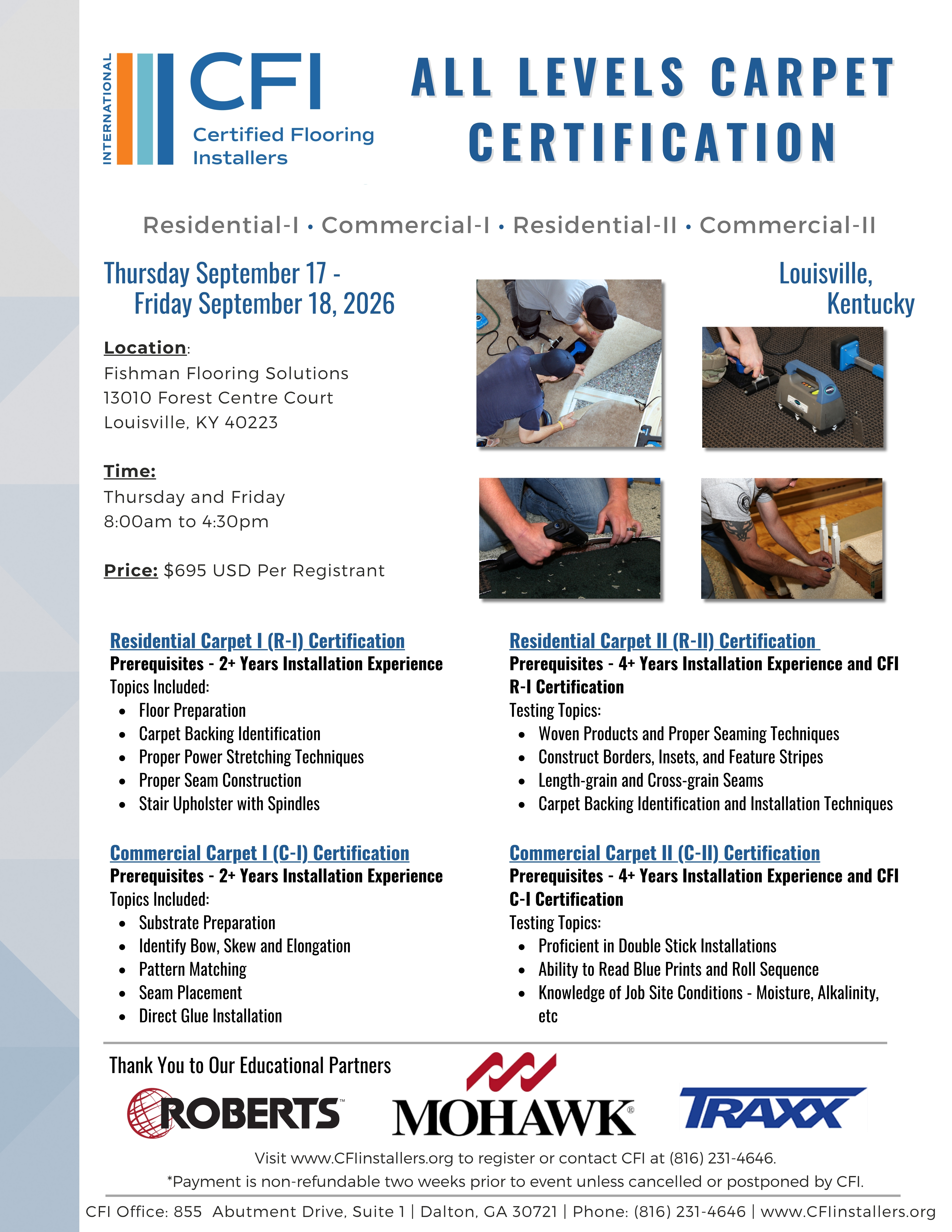 2026.09.17 2D All Levels Carpet Certification Louisville KY